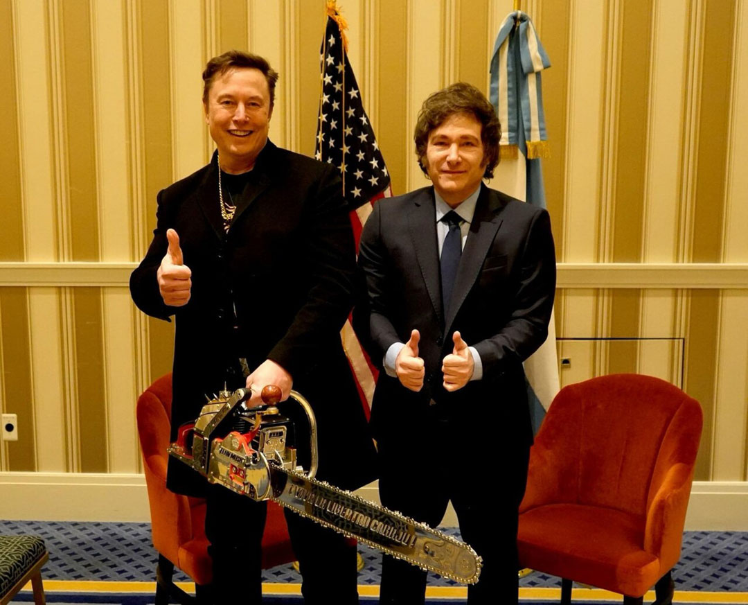 Elon Musk et le président argentin Javier Milei, dans le Maryland, en janvier 2025, en amont de la Conservative Political Action Conference (CPAC).
