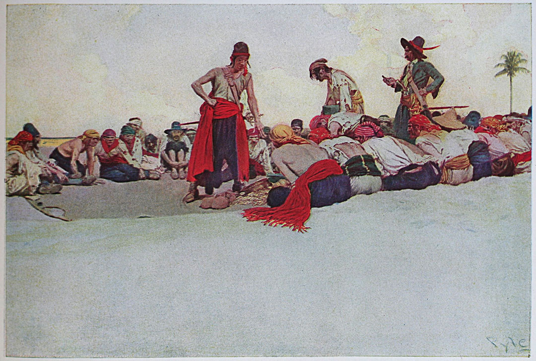 Le partage du butin, illustration extraite du Howard Pyle’s Book of Pirates, publié aux États-Unis en 1921. 